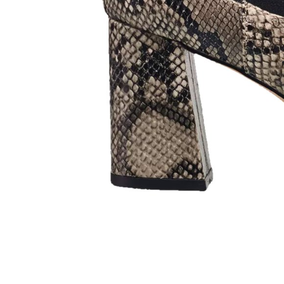 NEW! French Connection Vegan Leather Penny Chelsea Block Heel Boots Snake - Picture 6 of 16